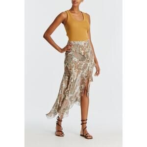 VERONICA BEARD Eleonora Ruffled Paisley Silk Midi Skirt 16